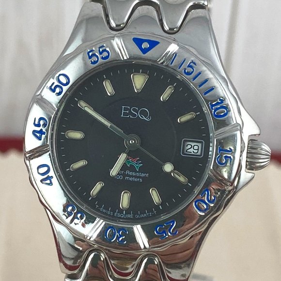 Vintage Freedom Movado Watch With Eagle Logo Swiss Watch ESQ Date Diver